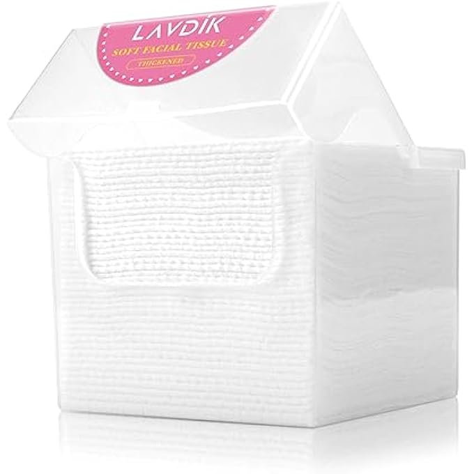 LAVDIK DISPOSABLE FAST DRY WIPES, DAILY FACE TOWEL, FACIAL WASHCLOTH, MAKEUP REMOVER, ALSO USED AS BABY CARE, CLEANSING TOWELETTES, ULTRA SOFT, 40 CT,1 REUSABLE PLASTIC BOX - Image 1